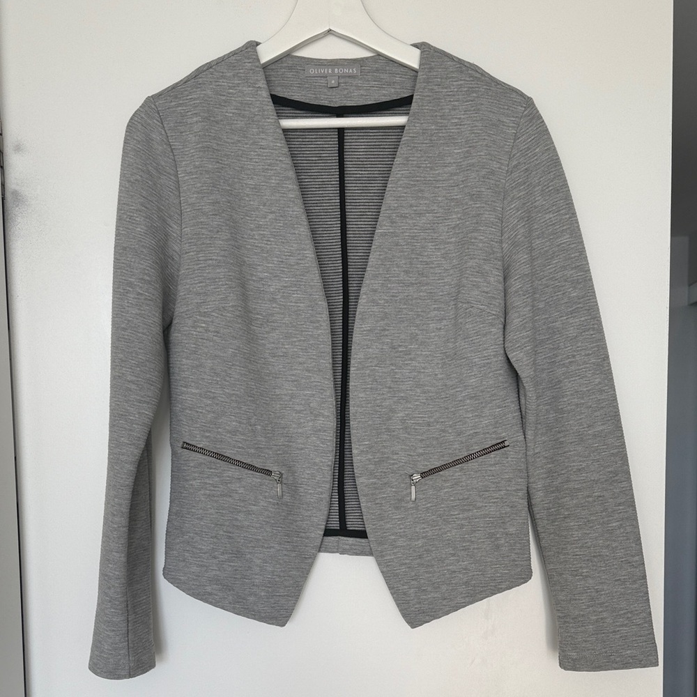 Oliver Bonas Gray Lightweight Blazer - Size 4
